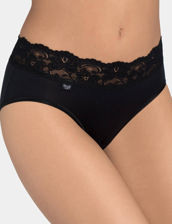 Slip coton et dentelle forme midi Romance - lot de 4 (3 + 1 gratuit) (noir) Slip coton et dentelle forme midi Romance - lot de 4 (3 + 1 gratuit) (noir)